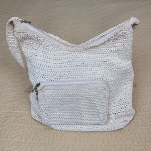 90's Cherokee Cream crocheted knit hobo shoulder bag